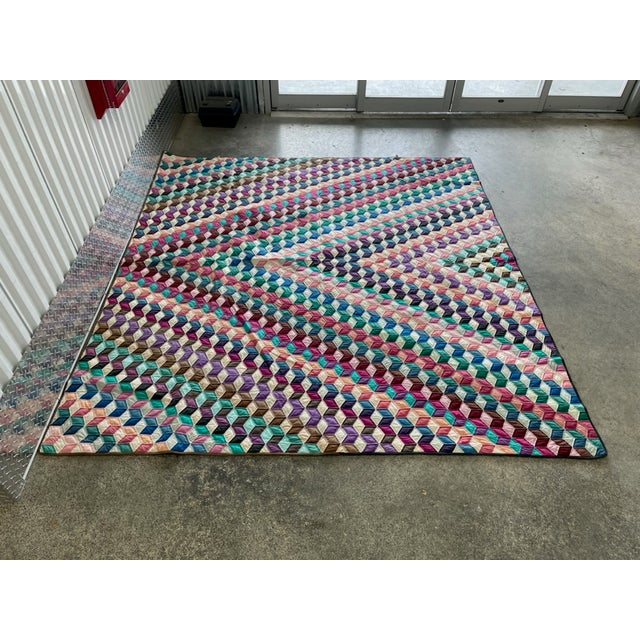 Vintage Quilts Unlimited Handmade Enormous Tumbling Block Quilt Chairish
