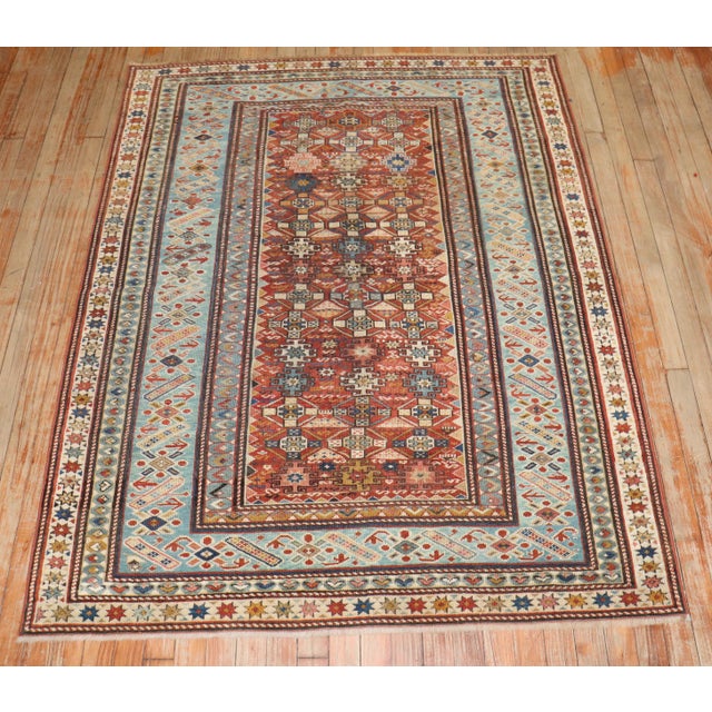 A Caucasian Kuba rug from the late 19th century. Measures: 4'3'' x 5'5''. Antique Caucasian rugs from the Shirvan district...