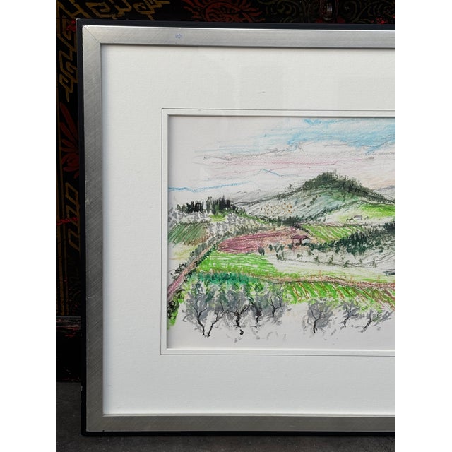1980s Original Artwork on Paper in Fine Gallery-Style Presentation, Tuscany, 1987, American Listed Artist, Framed For Sale - Image 5 of 9
