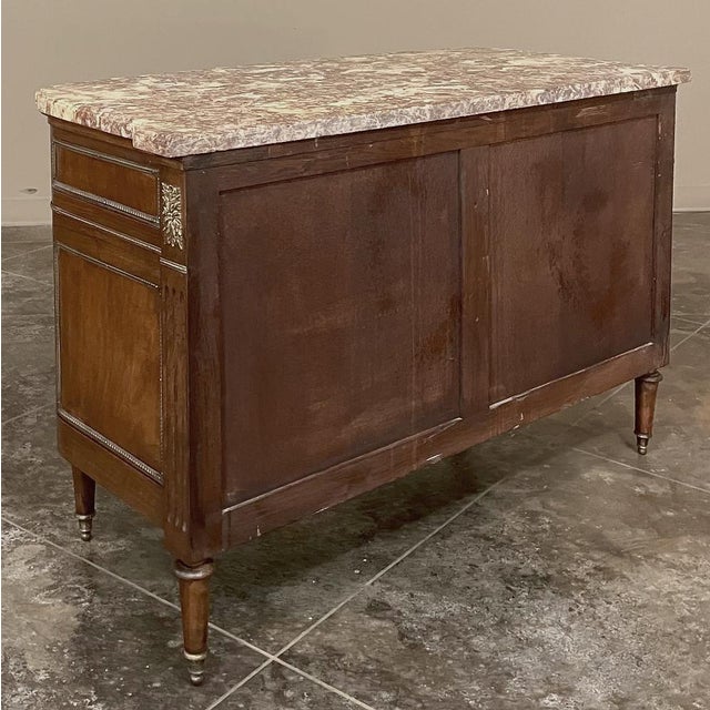 Antique French Louis XVI Marble Top Walnut Commode For Sale - Image 17 of 17
