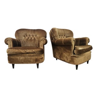 Vintage Velvet Armchairs, 1960s, Set of 2 For Sale