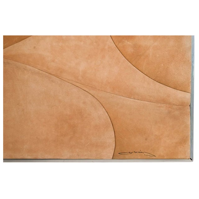 Metal Huge Modernist Tan Suede 3 Dimensional Upholstered Painting, Signed Steven D. Corning, 1970s For Sale - Image 7 of 15