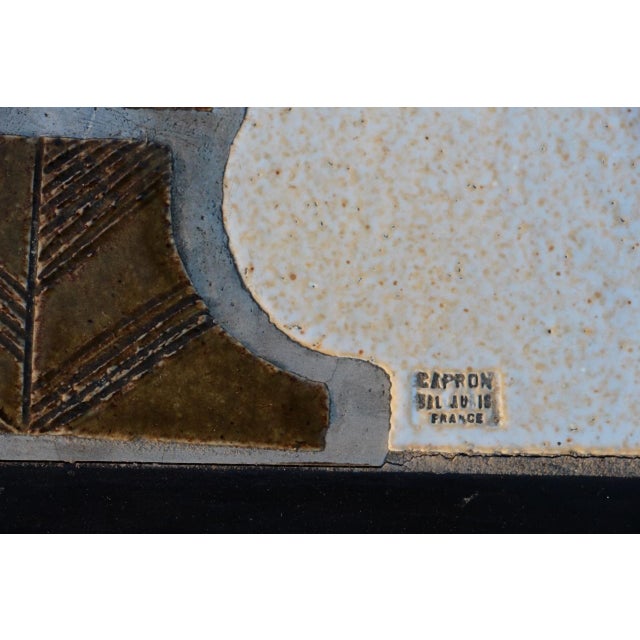 Beautiful coffee table by Roger Capron, Shogun model. Ceramic top with a floral motif, natural wood base. Good condition,...