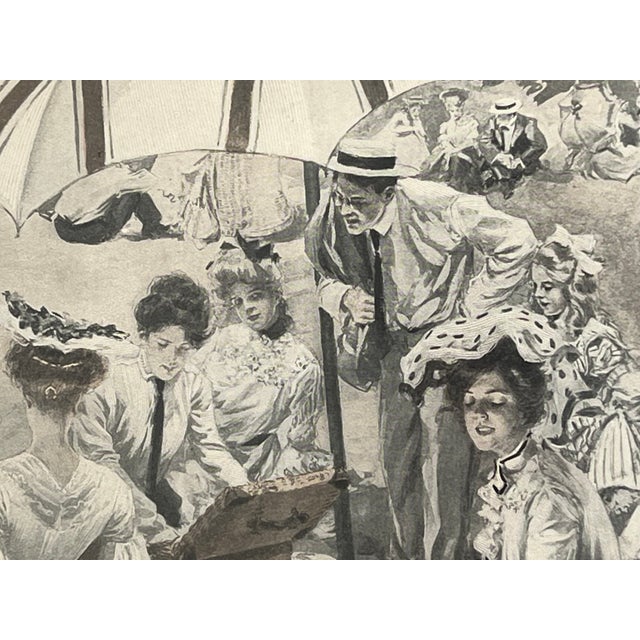 Early 20th Century Antique Lithograph Harrison Fisher "Picnic at the Beach" For Sale - Image 5 of 7