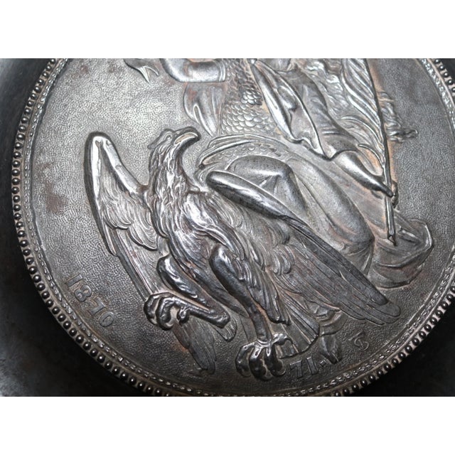 Metal Large Antique1870 Figural Silverplate Cast Iron Compote Centerpiece Tazza Bowl For Sale - Image 7 of 12