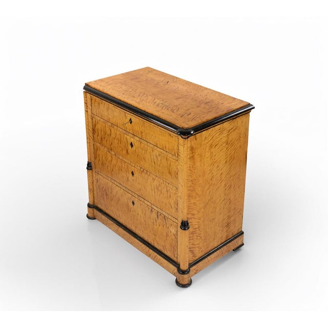 Biedermeier Chest of Drawers with Maple and Ebonized Accents, Austria For Sale - Image 4 of 9