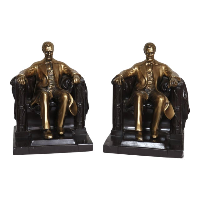 "Lincoln in the Chair" Bookends by Philadelphia Manufacturing Company For Sale