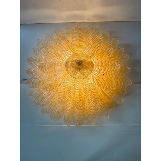 Venetian Amber Leaves Graniglia Murano Glass Flush Mount by Simoeng for Simoeng For Sale - Image 4 of 8