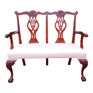 1990s Hickory Chair Attributed Mount Vernon Settee - Newly Upholstered