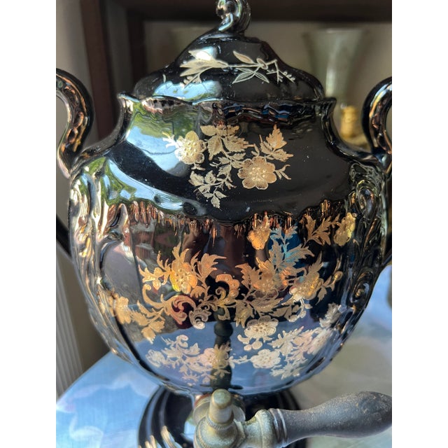 English Antique 19th Century Large Jackfield Victorian Black Glazed Samovar For Sale - Image 3 of 13