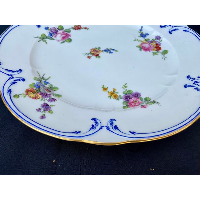 Set of 14 Hand-Painted Sèvres Porcelain Dinner Plates, 18th Century For Sale - Image 14 of 16
