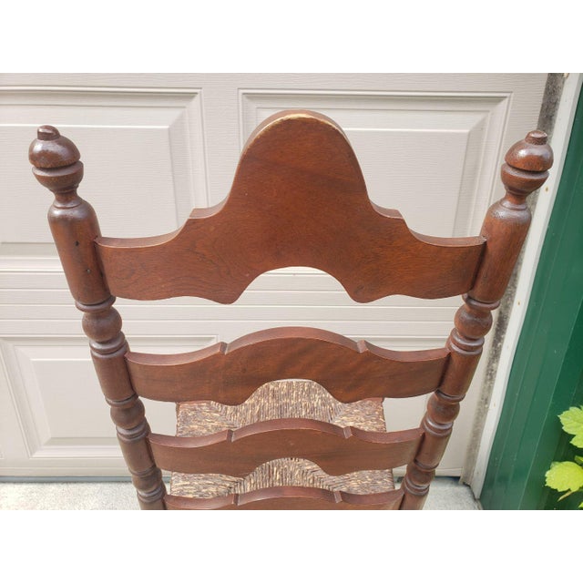 1960s Ladderback Dining Chair Rush Woven Seat For Sale In Minneapolis - Image 6 of 11