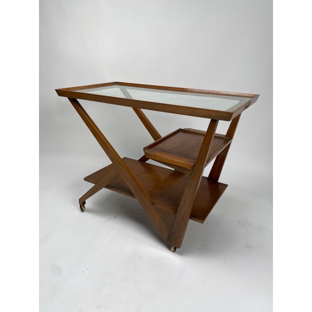 Charlotte Perriand Mid-Century Italian Wooden Bar Cart by Charlotte Perriand, 1950s For Sale - Image 4 of 11