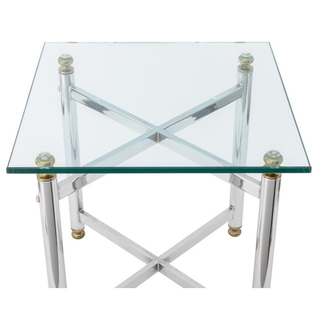 Mid 20th Century Modern Glass Top Chrome End Table For Sale - Image 5 of 7