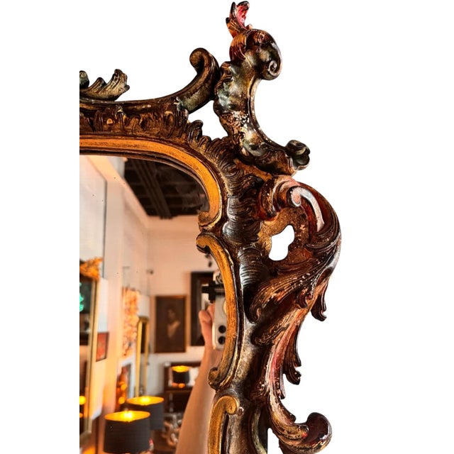 Early 20th Century Italian Rococo Hand-Carved Wall Mirror For Sale - Image 10 of 14