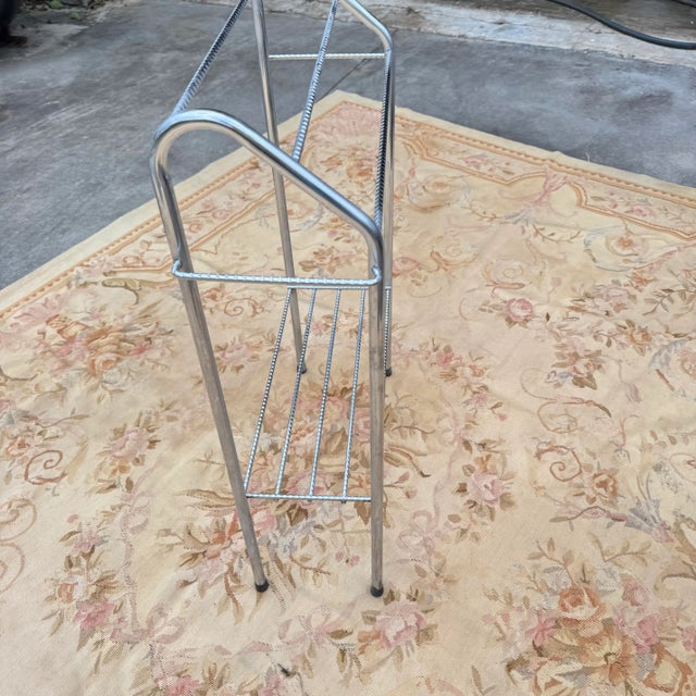 1980s Post Modern Chrome Freestanding Blanket or Towel Rack For Sale - Image 12 of 12