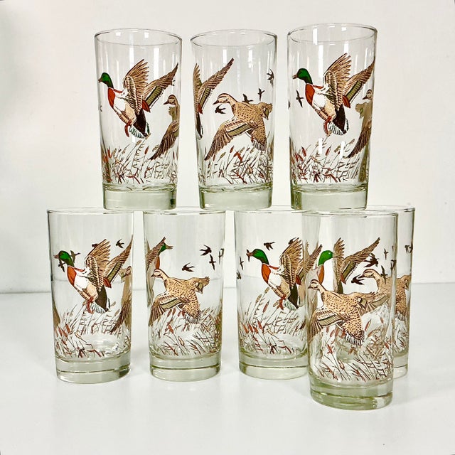 Mid-Century Modern Mid-Century Rustic Americana Libbey Mallard Duck Tumblers - Set of 8, Thanksgiving. For Sale - Image 3 of 12
