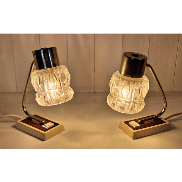 Vintage Bedside Lamps with Brown-Beige Plastic Frame from Hustadt-Leuchten, 1970s, Set of 2 For Sale - Image 4 of 8