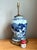 Antique Style Blue Ceramic Lamp With Wooden Base For Sale - Image 9 of 17