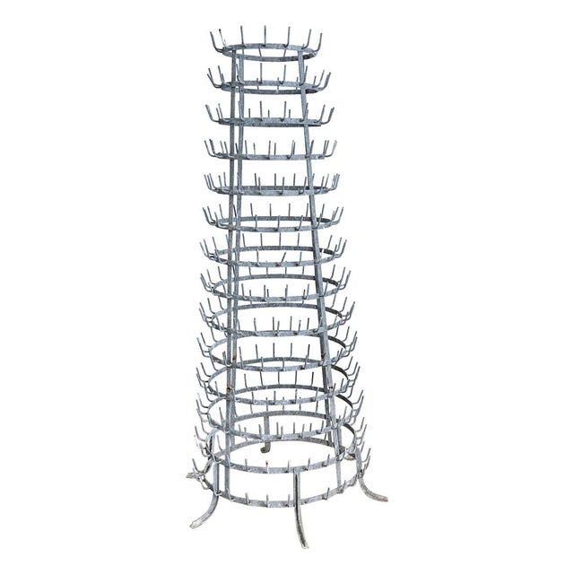 French 1920s Massive Zinc Bottle Drying Rack For Sale - Image 4 of 12