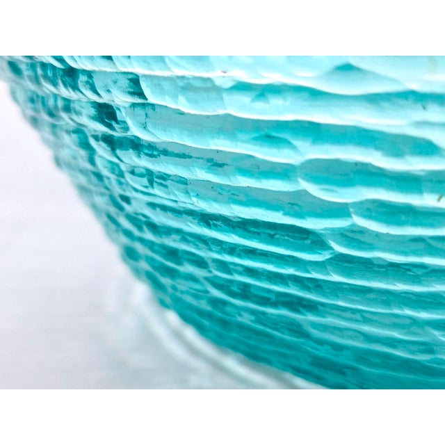 Aqua Vintage 1960s Anchor Hocking Aquamarine Lido Soreno Glass Serving Bowl For Sale - Image 8 of 11