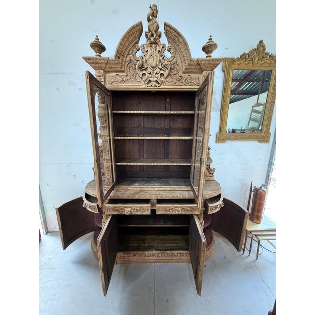 French Country A Masterpiece French 19th Century Louis XIII Bleached Solid Oak Hunting Buffet or Bookcase For Sale - Image 3 of 18
