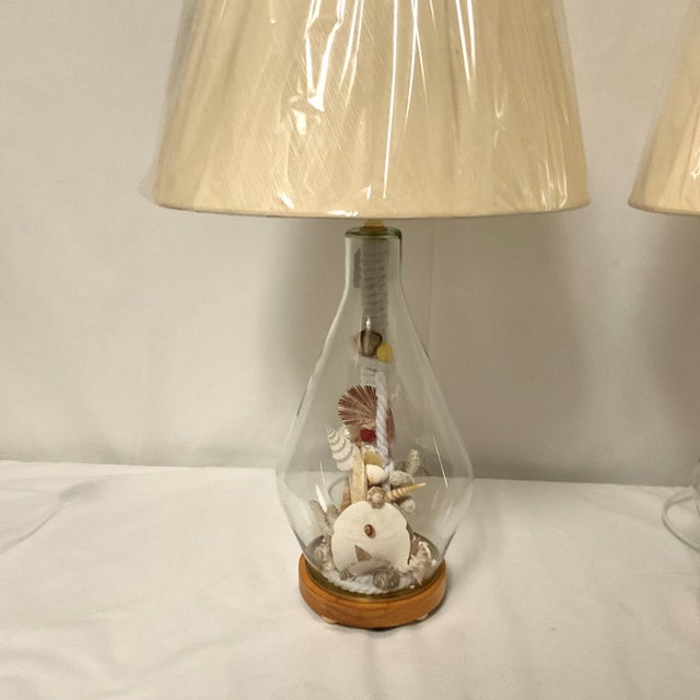 White Custom Made Natural Sealife Lamps in Glass - a Pair For Sale - Image 8 of 14