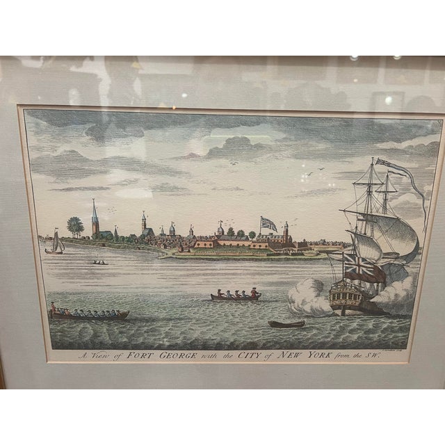 Mid 18th Century John Carwitham a View of Fort George With the City of New York From the Southwest Engraving, Framed For Sale - Image 6 of 8