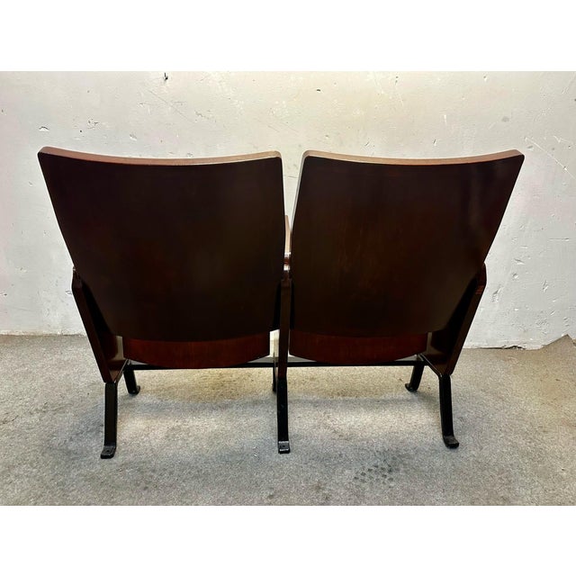 Vintage Cinema Chair Bench For Sale - Image 4 of 5