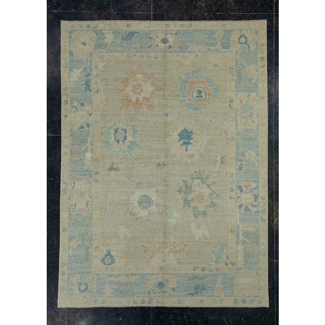 Blue Turkish Oushak Rug 5' x 6'11" #17290 For Sale - Image 8 of 8