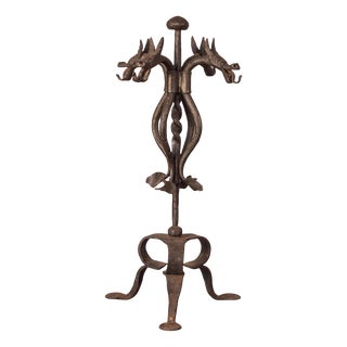 Art Nouveau Wrought Iron Dragon Stand After Antoni Gaudí For Sale