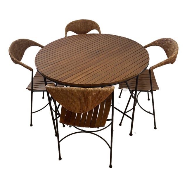 1960s Arthur Umanoff Mid Century Dining Table and 4 Chairs - Set of 5 For Sale
