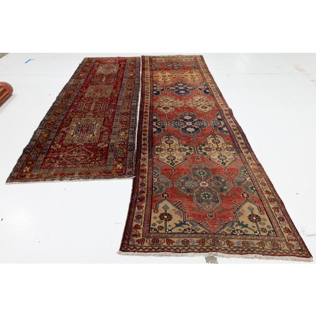 Vintage Handmade Heriz Wool Rug in Red With Geometric Pattern For Sale - Image 17 of 17