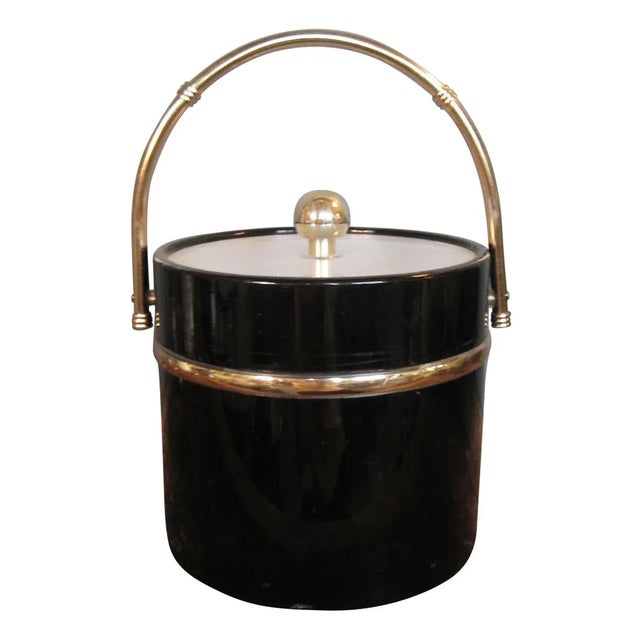 Hollywood Regency Patent Leather Ice Bucket For Sale