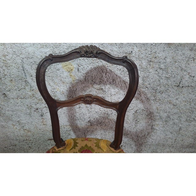 Napoleon III Carved Walnut Medallion Chair in Velvet Upholstery For Sale - Image 9 of 11