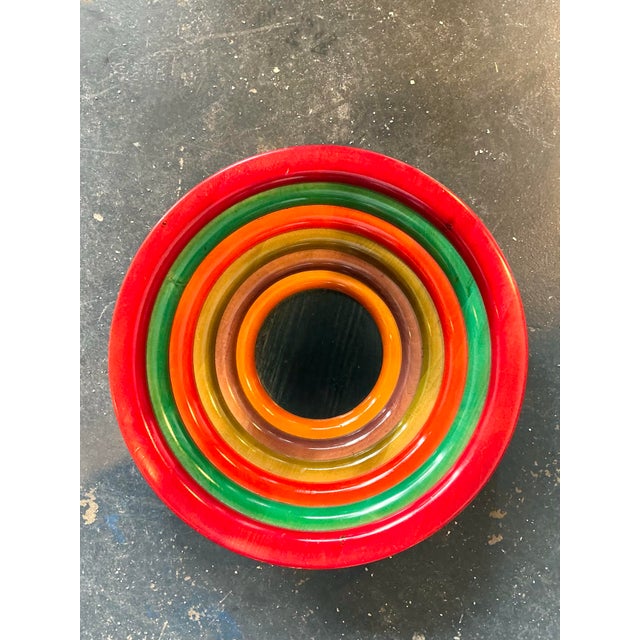 Vintage Italian Manzoni Pietro Stacked Wooden Centerpiece Bowl For Sale - Image 10 of 12