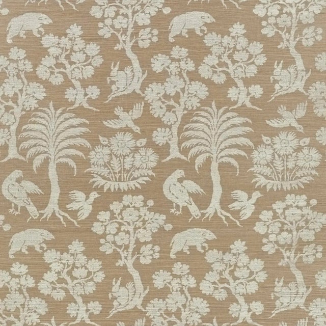 Sample - Schumacher Woodland Silhouette Sisal Wallpaper in Mocha For Sale