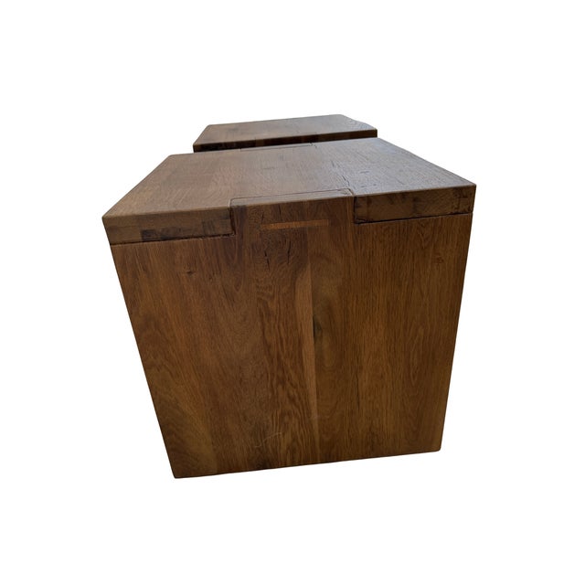 Contemporary Restoration Hardware Modern Oak Side Tables (Pair) For Sale - Image 3 of 5