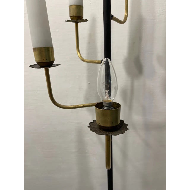 Brass & Opaline Glass Floor Lamp, 1950s For Sale - Image 9 of 11