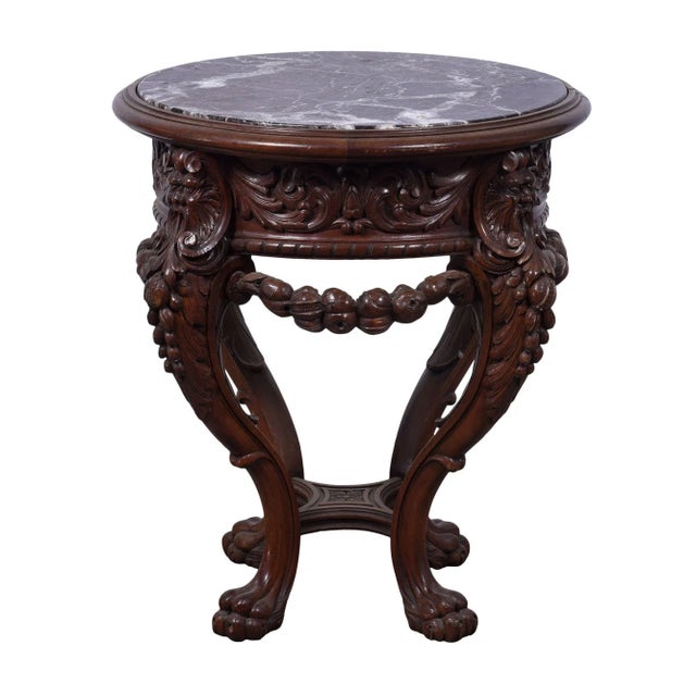Brown 19th Century Marble Top Carved Plant Stand For Sale - Image 8 of 9