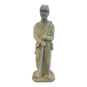 Vintage Cast Stone Civil War Soldier Garden Statue With Rifle, 44” Sculpture