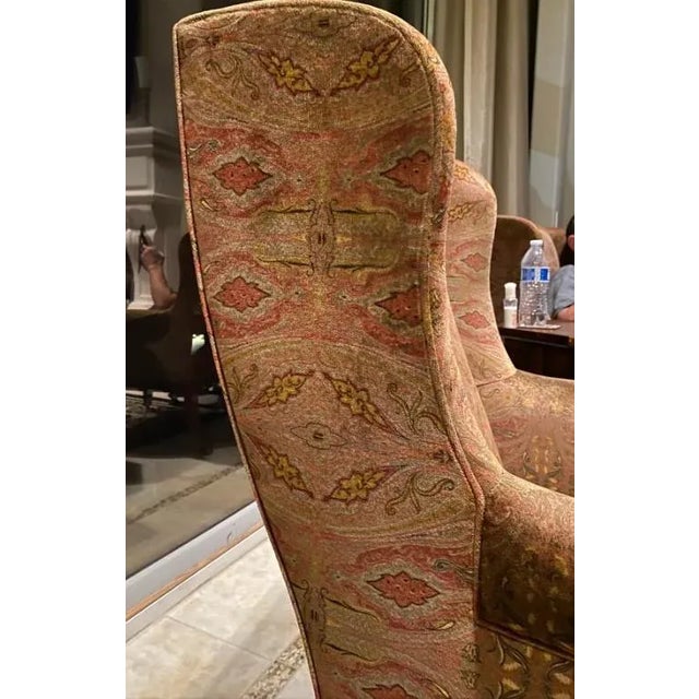Modern Baker Guinness Wingback Chairs With Carved Fretwood Apron - Set of 2 For Sale - Image 3 of 9