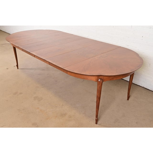 Mastercraft Mid-Century Hollywood Regency Cherry and Burl Wood Extension Dining Table, Newly Refinished For Sale - Image 15 of 15