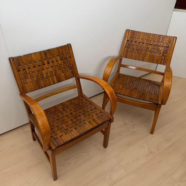 Wood Gelenka Armchairs in Solid Beech Wood, Germany, 1950, Set of 2 For Sale - Image 7 of 18