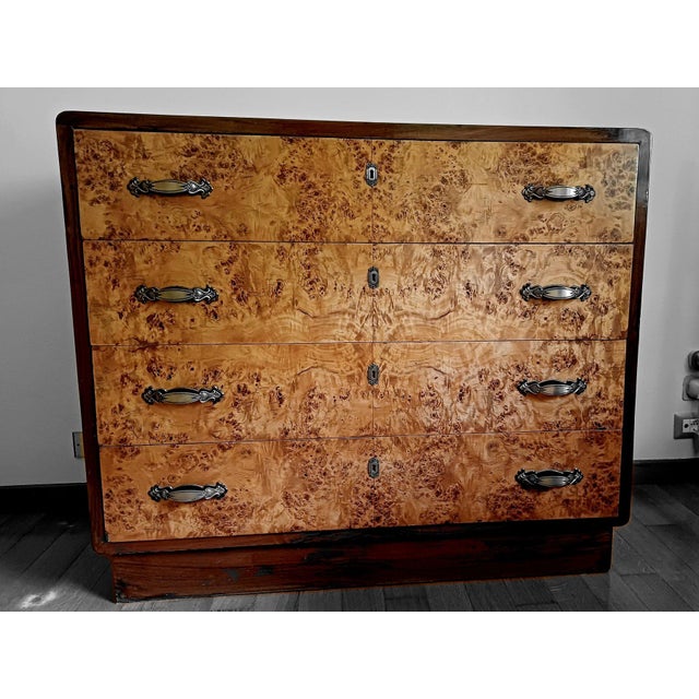 M18 - dresser (52 x 100 x 144 cm) original 1930s italian birch burl chest of drawers, exceptionally well-preserved and...