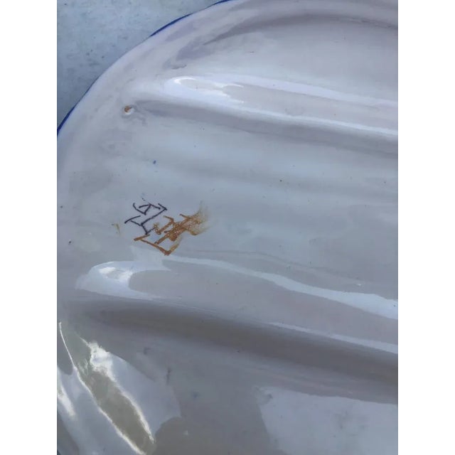 1920s French Faience Blue and White Asparagus Plate, Circa 1920 For Sale - Image 5 of 7
