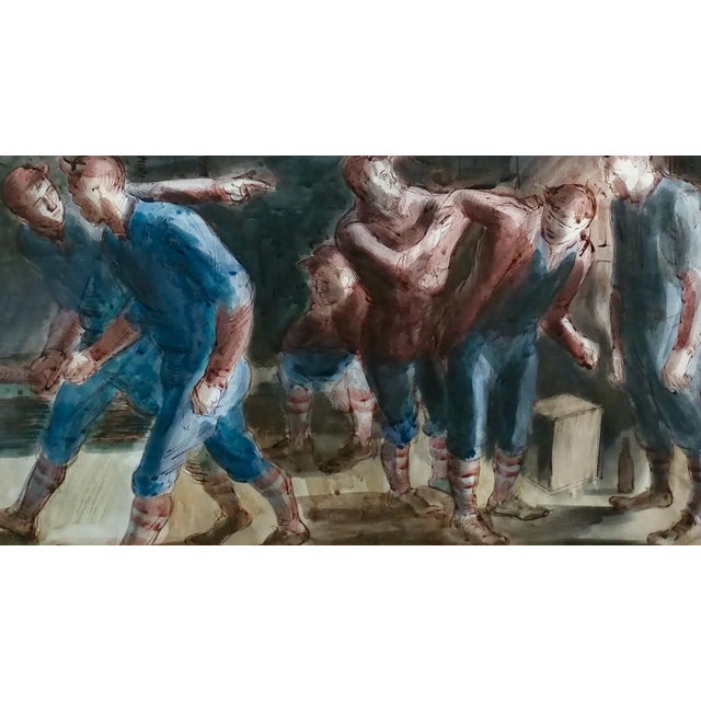 Carl Hugo Beetz "Taking the Baseball Field" Mixed Media Painting For Sale - Image 4 of 10