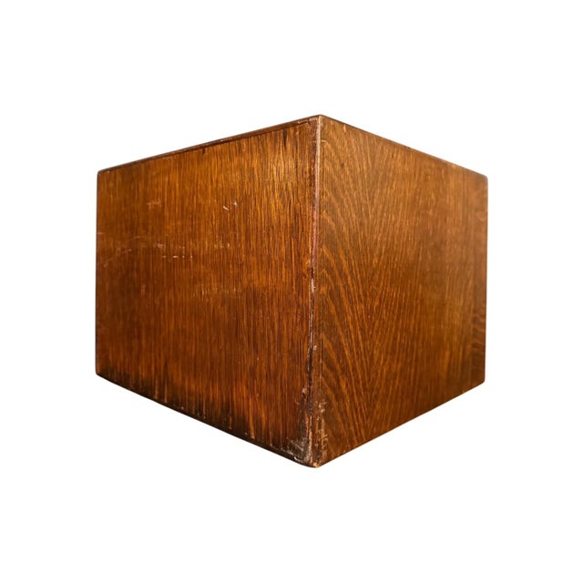 Vintage Macey Library Card Catalog – Four Drawer Wood Cabinet With Brass Hardware For Sale - Image 10 of 13