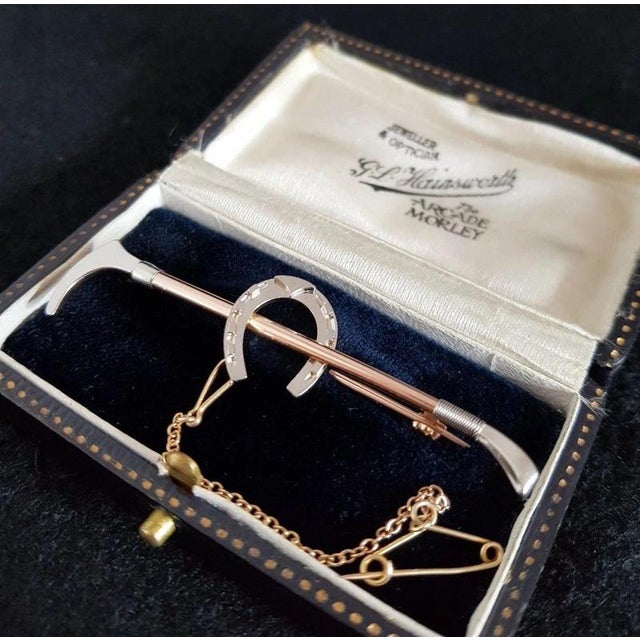 Early 20th Century Antique Edwardian 15ct Rose Gold and Platinum Horseshoe Brooch, 1905 For Sale - Image 5 of 10