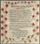 Linen sampler dated March 24, 1833 by Mary Jane McElwain, titled "Prudence's Address." The sampler then continues "Let...